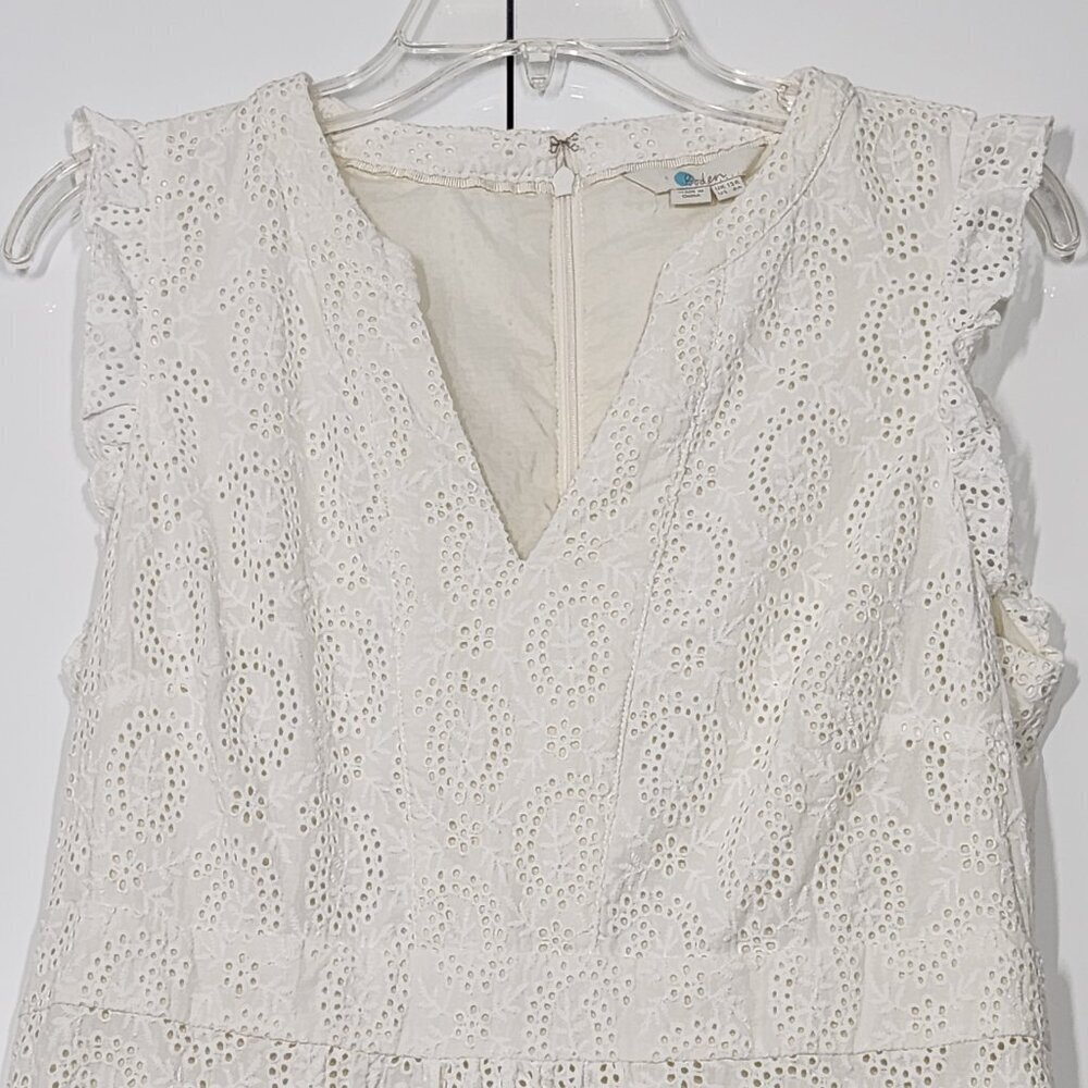 Boden Eyelet Sleeveless Dress Size 8R Off-White 100% Cotton - Picture 2 of 7